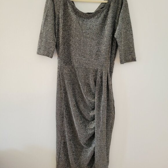 CBR Sparkle Dress XL- Off the Shoulder  3/4 Sleeve  Black/Silver NWoT - Picture 1 of 5